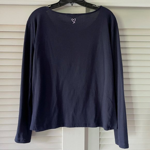 Victoria's Secret Blue/Purple Crush Long Sleeve Cotton Pajama Sleep Shirt Top M - Picture 2 of 3